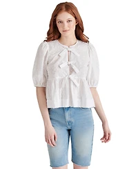 Steve Madden Women's Paula Eyelet Tie-Front Cotton Top