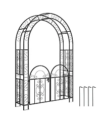 Outsunny 7.4ft Steel Garden Arch with Gate, Garden Arbor Trellis,