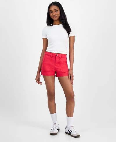 Indigo Rein Juniors' High-Rise Utility-Pocket Shorts