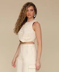 Avec Les Filles Women's Crewneck Cropped Vest