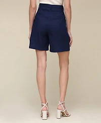 Avec Les Filles Women's Belted Linen-Blend Shorts