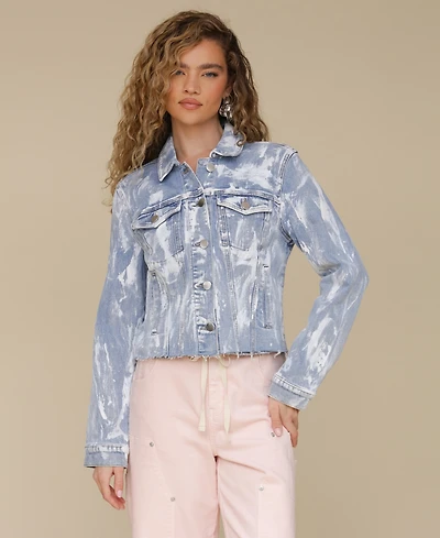 Avec Les Filles Women's Raw-Edge Cropped Trucker Jacket