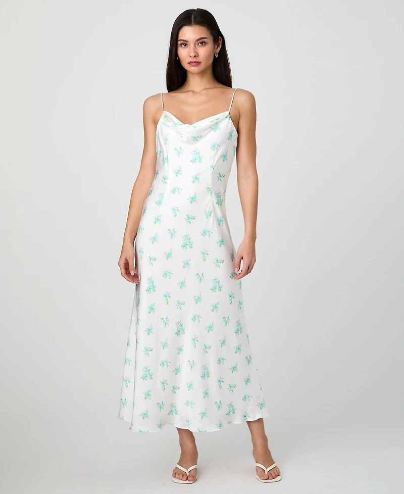 French Connection Women's Anna Fleur Satin Cowlneck Dress