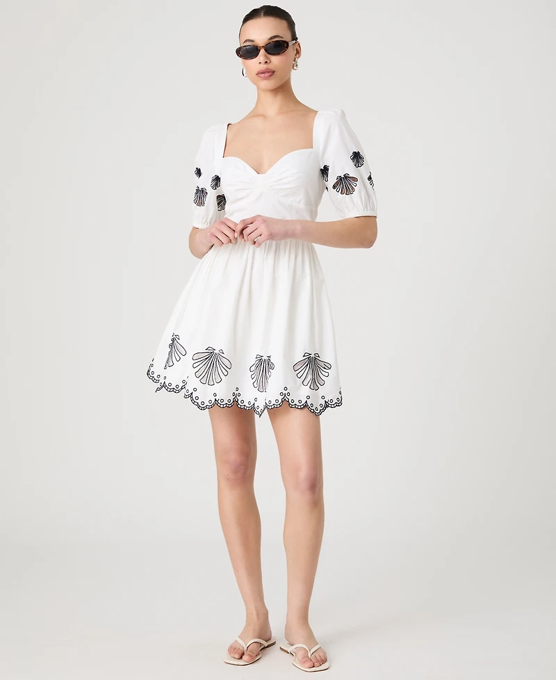 French Connection Women's Cambria Cotton Embroidered Anglaise Dress