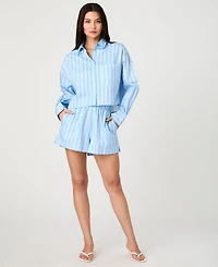 French Connection Women's Lorenzo Striped Cropped Shirt