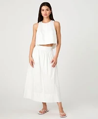 French Connection Womens Cotton Poplin Pinstriped Shell Top Cotton Poplin Pinstriped Maxi Skirt
