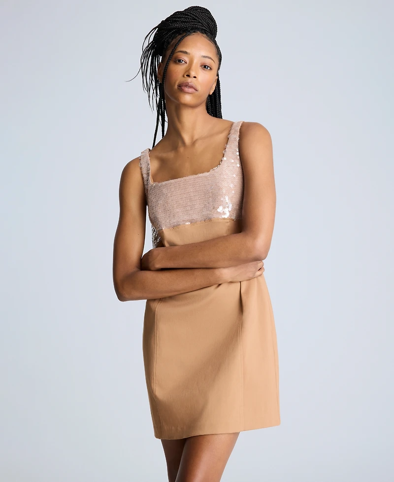 Kenneth Cole Women's Sequin-Bodice Open-Back Shift Dress