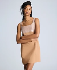 Kenneth Cole Women's Sequin-Bodice Open-Back Shift Dress
