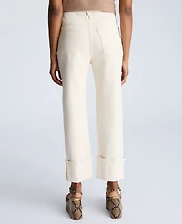 Kenneth Cole Women's High-Rise Straight-Leg Wide-Cuff Jeans