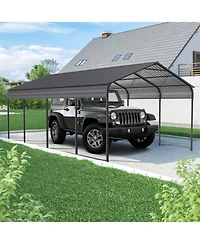 Streamdale New 12x20 Ft Heavy Duty Metal Carport, Galvanized Steel Roof, Gray