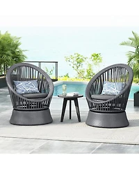Streamdale Gray swivel wicker lounge chairs (set of 2), Modern, rattan/iron frame