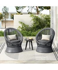 Streamdale Gray swivel wicker lounge chairs (set of 2), Modern, rattan/iron frame