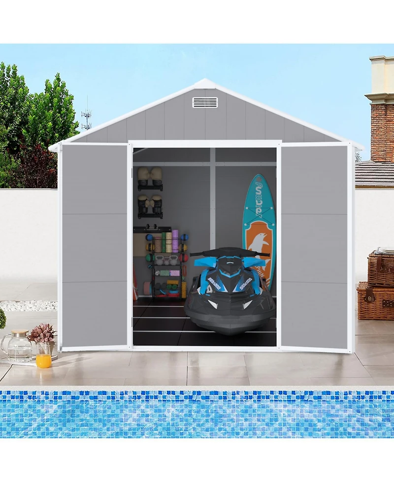 Streamdale Campcraft 8x8 resin shed, durable Pp, waterproof, Uv/rust proof, large storage, Hd window