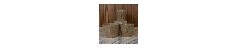 Set of 3 Round Wooden Planters – Various Sizes for Indoor & Outdoor Use