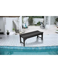 Streamdale Black, backless Hdpe Adirondack bench, Wood texture, all-weather, Uv protected