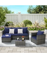 Streamdale 3-Piece Patio Set, Woven L-Shaped Sectional, Sofa, Lounger & Coffee Table