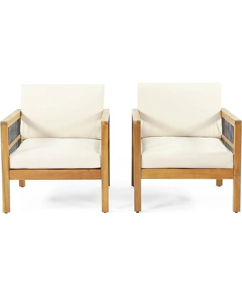 Streamdale Acacia club chairs (set of 2), Deep seating, soft beige cushions, teak finish