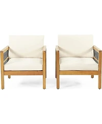 Streamdale Acacia club chairs (set of 2), Deep seating, soft beige cushions, teak finish