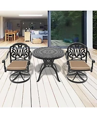 Streamdale 3-Pc Cast Aluminum Set, 2 Swivel Chairs & 31,5" Round Table