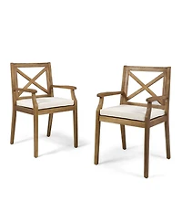 Streamdale White Cushion Patio Dining Chairs - Solid Wood, Water-Resistant
