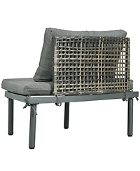 8-Pc Patio Sofa Set, Half-Moon Sectional, 2 Tables, Cushions, Pillows, Gray