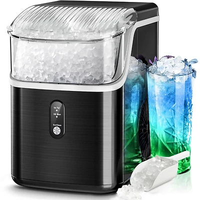 Nugget Ice Makers Maker Machine,35lbs/Day,One-Click Operation,Self-Cleaning Countertop Machine,Stainless Steels Upgrade