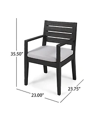 Streamdale Outdoor 6-Seater Acacia Wood Dining Set with Bench,Dark Gray/Light Gray