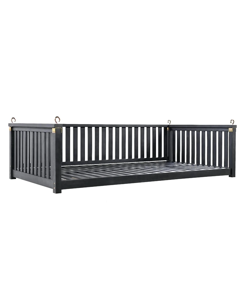 Streamdale Minimalist Twin Swing Bed, Backyard/Porch, Sloped Design, Black