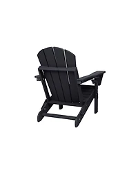 Streamdale Black Hdpe Folding Adirondack Chair w/ Cup Holders