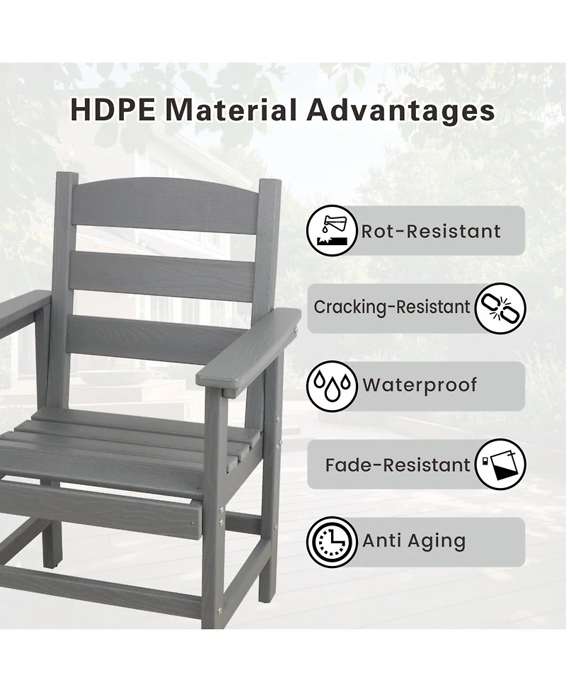 Streamdale 7pc Hdpe Patio Set, 6 Chairs, 51" Table, Outdoor Dining for Garden/Pool (Black)