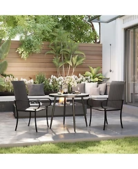 Outsunny Set of 2 Outdoor Wicker Dining Chairs with Armrests,
