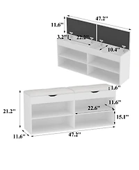 Shoe bench with 2 Seats and 3 Layers of Brackets