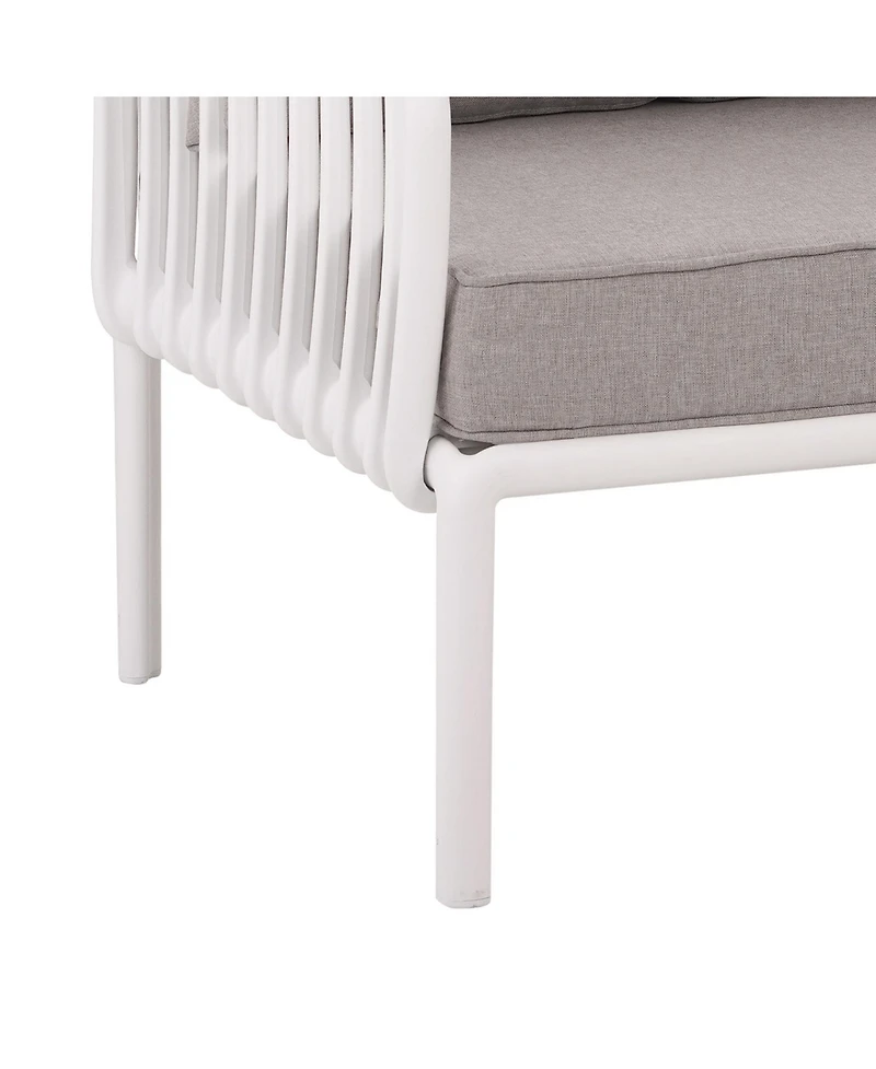 Streamdale 9-Piece Patio Set, Modern outdoor sectional with 2 tables, waterproof cushions, white & gray