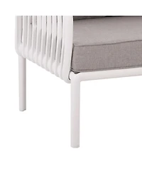 Streamdale 9-Piece Patio Set, Modern outdoor sectional with 2 tables, waterproof cushions, white & gray
