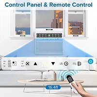 Cowsar 12000 Btu U-Shaped Window Air Conditioner Cools up to 450 Sq.Ft with 6 Modes 24H Timer, Window Ac Units, Easy to Install, Low Noise, Remote Con
