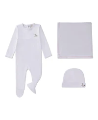 MeMoi Baby Girls 3 Piece "Rocking Pony" 100% Pima Footie Set