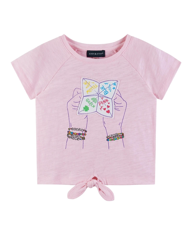 Andy & Evan Little Girls Toddler/Child Pink Raglan Sleeve Knotted Tee