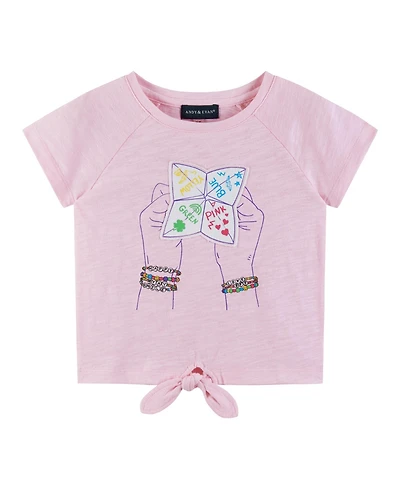 Andy & Evan Little Girls Toddler/Child Pink Raglan Sleeve Knotted Tee