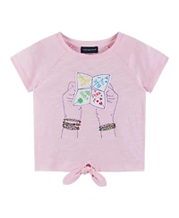 Andy & Evan Little Girls Toddler/Child Pink Raglan Sleeve Knotted Tee