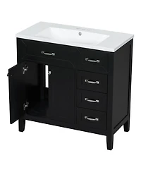 Streamdale 36" Bathroom Vanity with Sink Combo, Black Bathroom Cabinet with Drawers, Solid Frame and Mdf Board