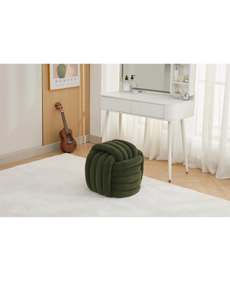 Streamdale Modern Chenille Knot Ottoman Stylish and Comfortable Seat