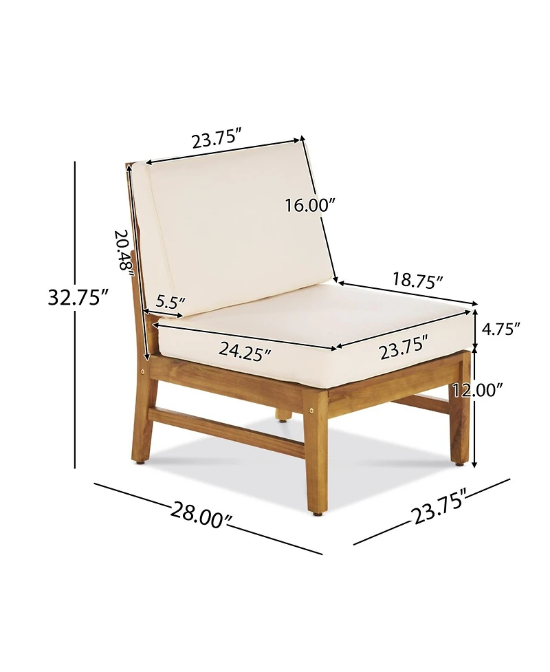 Acacia Wood Outdoor Sofa & Table Set with Water-Resistant Cushions