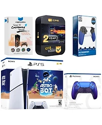 Sony PlayStation 5 Slim Disc Astro Bot Bundle with Extra Controller, Trigger Stop Kit, MightySkins Code and 2 Year Extended Warranty