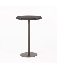 Streamdale Outdoor 26" Round Pe Rattan Bar Table, Multibrown