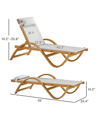 Outsunny Larch Wood Lounge Chair, 4-Level Adjustable ning