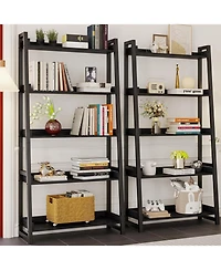 Industrial Bookshelf 5-Tier 31.5 in Wide, Bookcase Ladder Shelf
