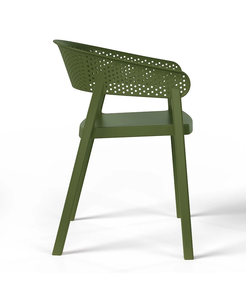 5-Piece Modern Patio Round Dining Table Set with Stackable Patio Dining Chairs