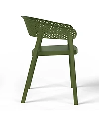 5-Piece Modern Patio Round Dining Table Set with Stackable Patio Dining Chairs