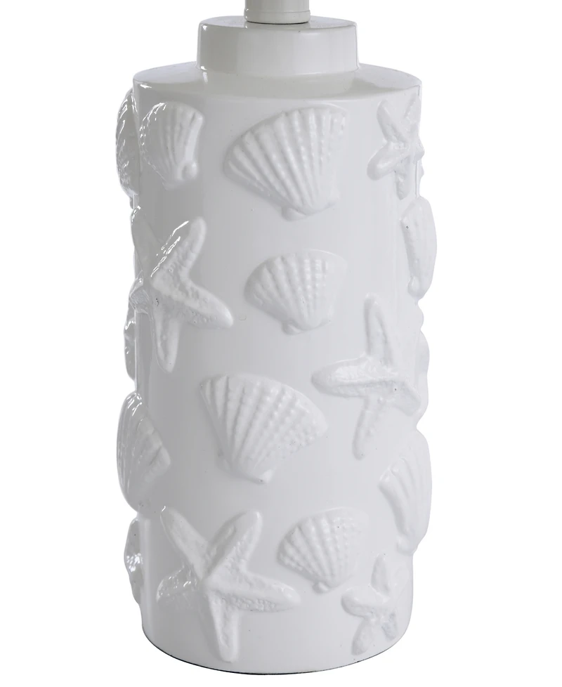 StyleCraft Home Collection 21" Seashell Coastal Motif Fabric Shade Table Lamp