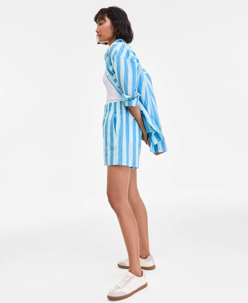 On 34th Women's Cotton Striped Pull-On Shorts, Exclusively at Macy's